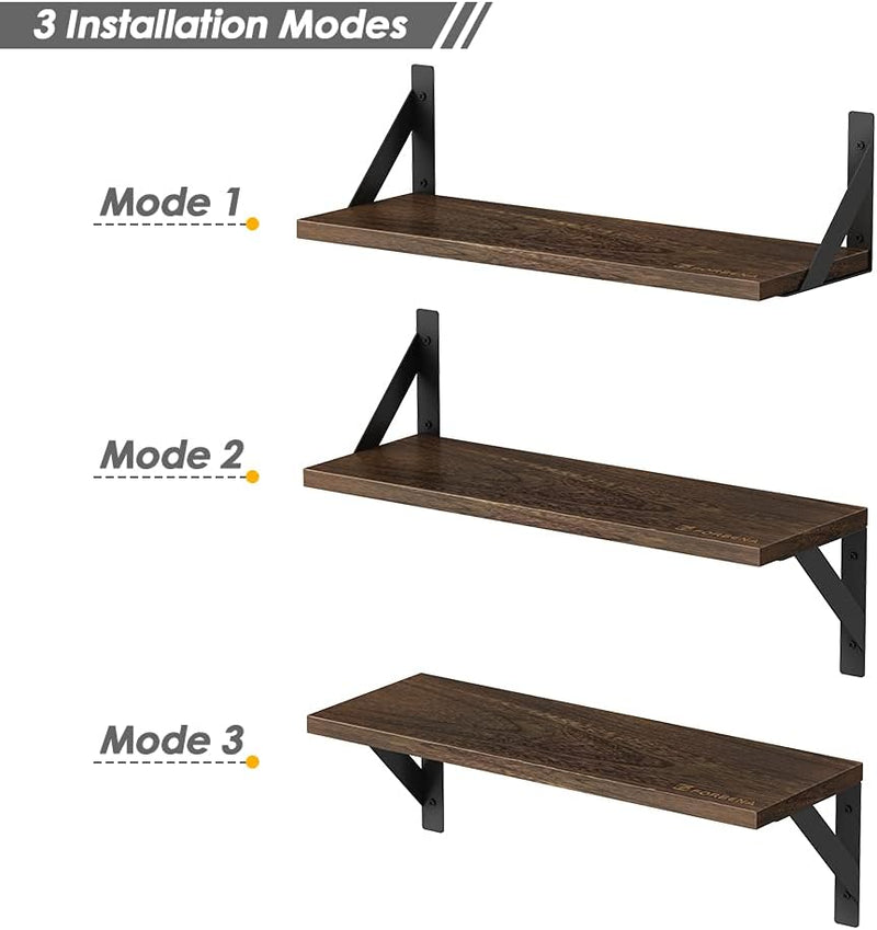 Rustic Floating Shelves Wall Mounted Set of 3