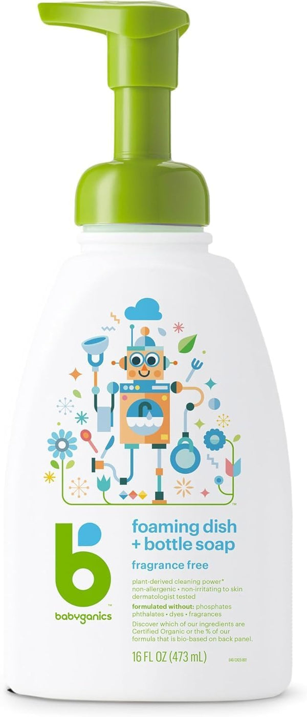 Babyganics Foaming Dish Soap, Pump Bottle, Fragrance Free