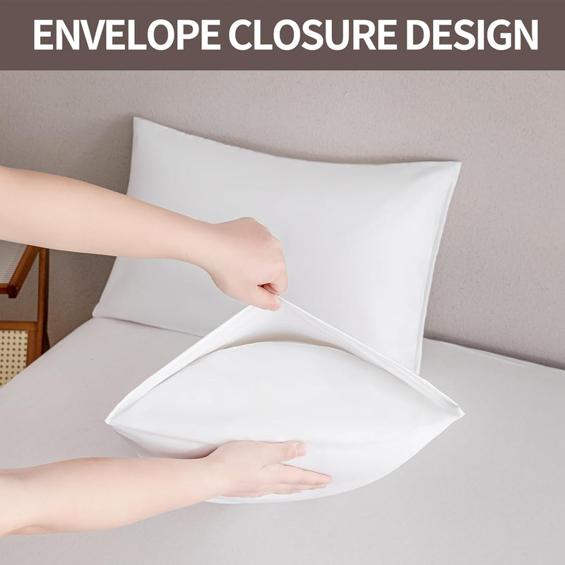 White Pillow Cases Set of 4 Queen Size - Super Soft, Smooth and Breathable Pillow
