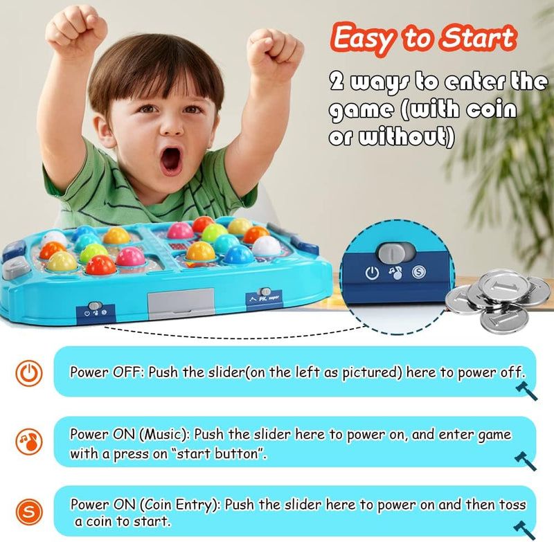 Whack-a-Mole Game for Kids, Interactive Educational Toy with Lights & Sound