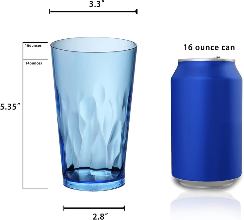 Unbreakable Plastic Drinking Glasses [Set of 6] Shatterproof Tumblers