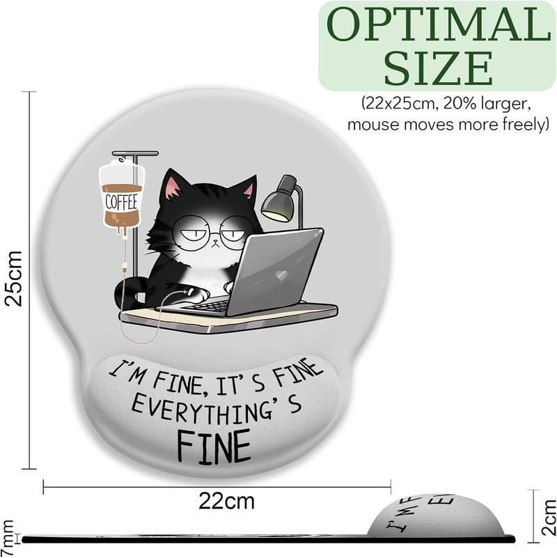 Cat Ergonomic Mouse Pad with Wrist Rest