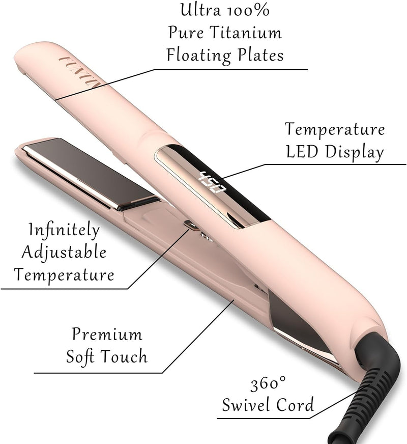 FUNTIN S10 Hair Straightener, Flat Iron - 100% Pure Titanium Flat Iron