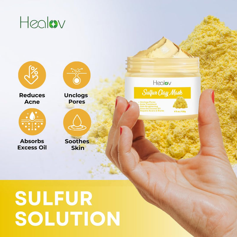 Sulfur Face Mask – All Natural Sulfur Facial Clay Mask
