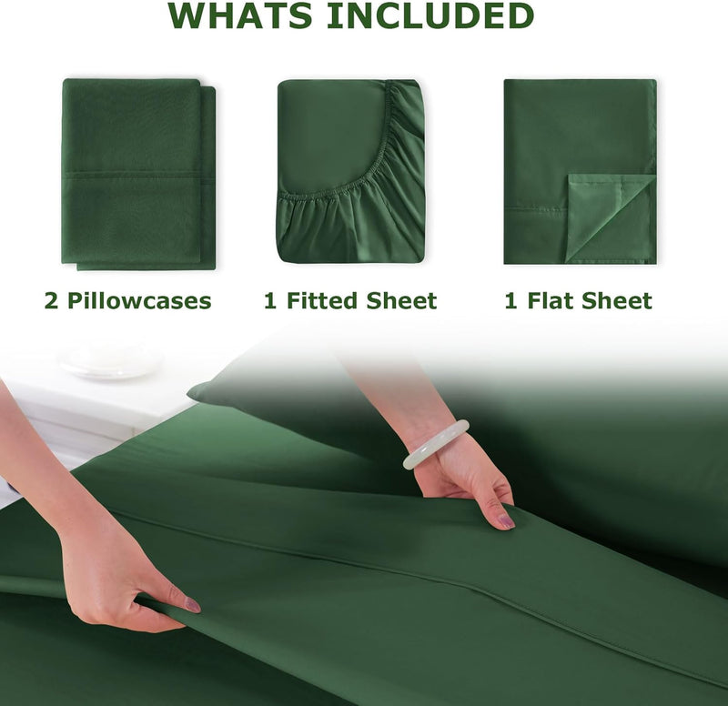 Full Size Bed Sheet Set - 4 Piece Soft Microfiber Sheets with Deep Pockets