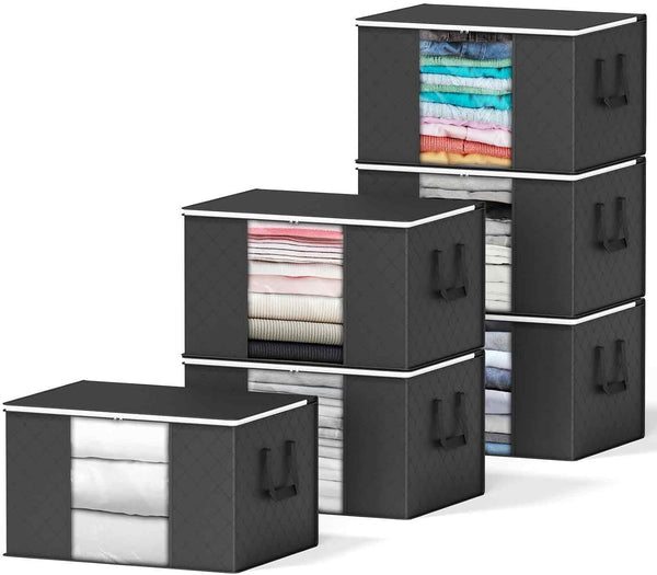 SpaceAid 6 Pack 90L Clothing Storage Bags  Heavy Duty Closet Storage Bins