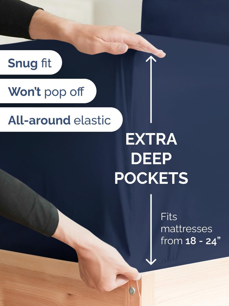Extra Deep Queen Sheet Set - 6 Piece Breathable & Cooling Sheets