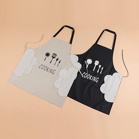 2 Pack Kitchen Apron with Hand Wipe,Water-drop Resistant with 2 Pockets