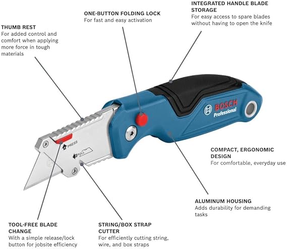 Folding Utility Knife Integrated Blade Storage