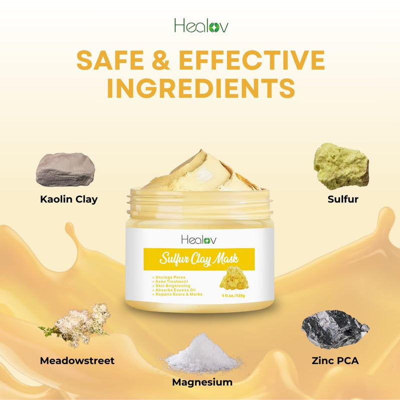 Sulfur Face Mask – All Natural Sulfur Facial Clay Mask