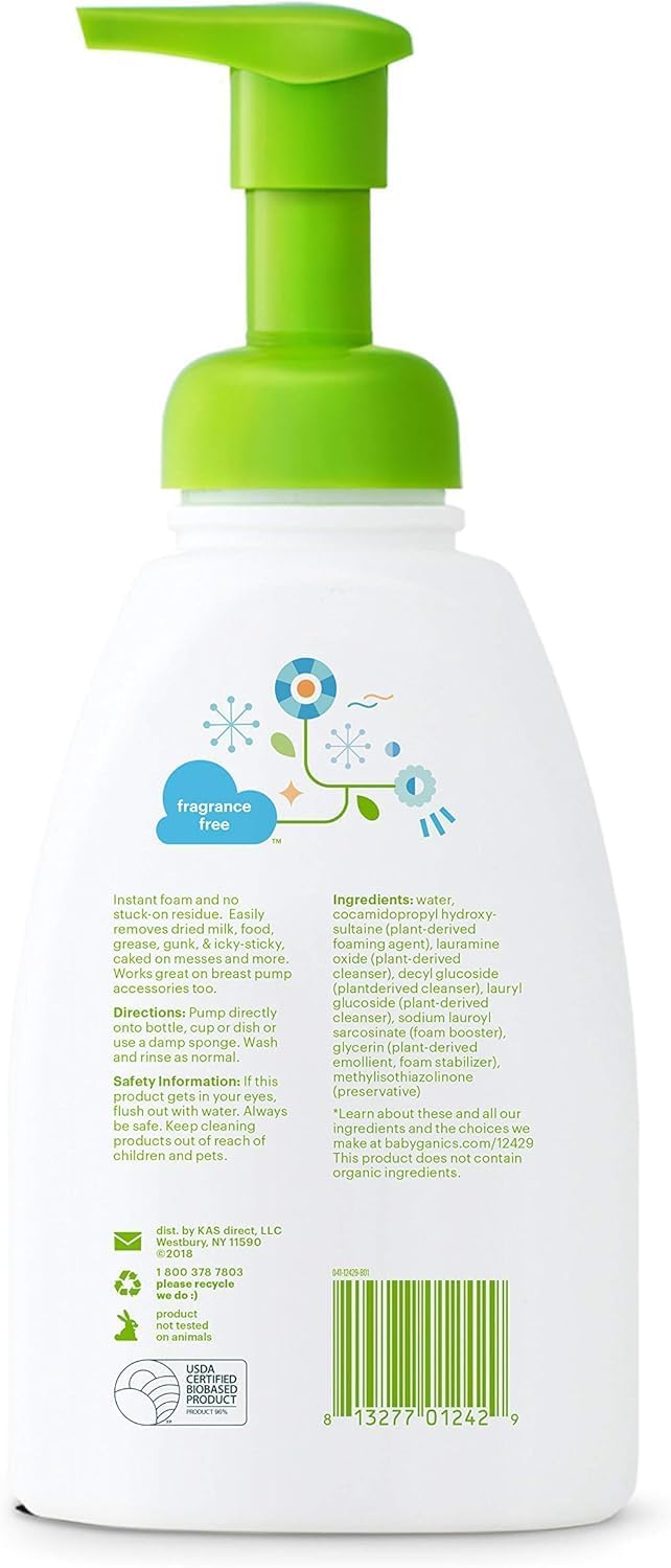 Babyganics Foaming Dish Soap, Pump Bottle, Fragrance Free