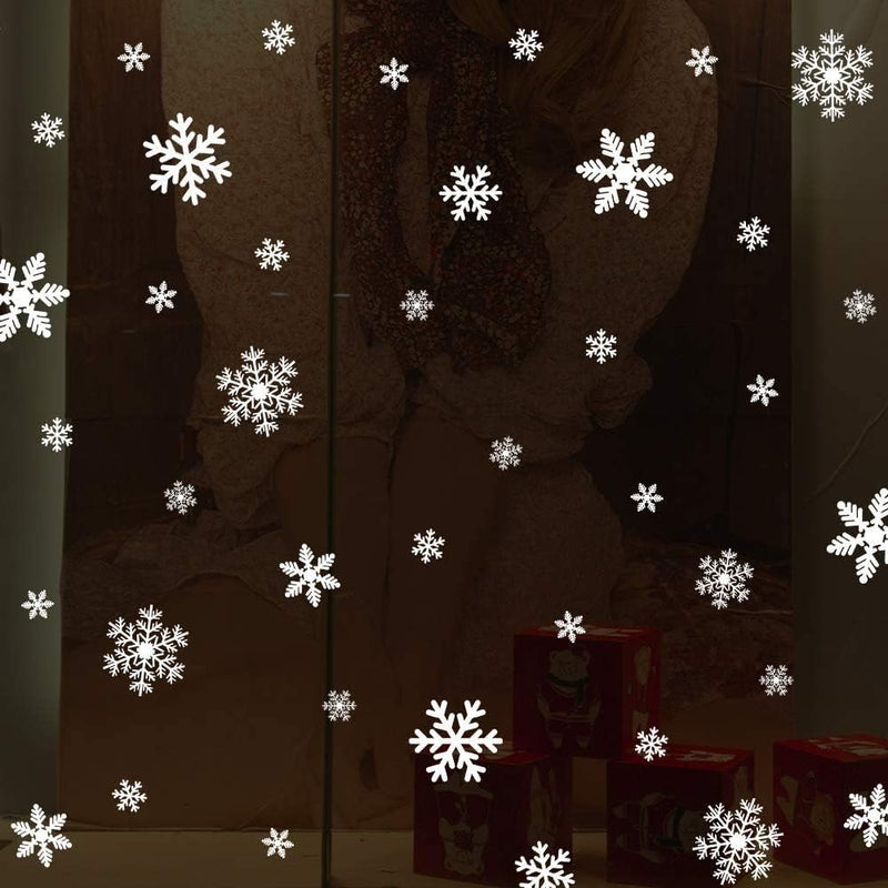 LUDILO 135Pcs Christmas Window Clings Snowflakes Window Decals Static