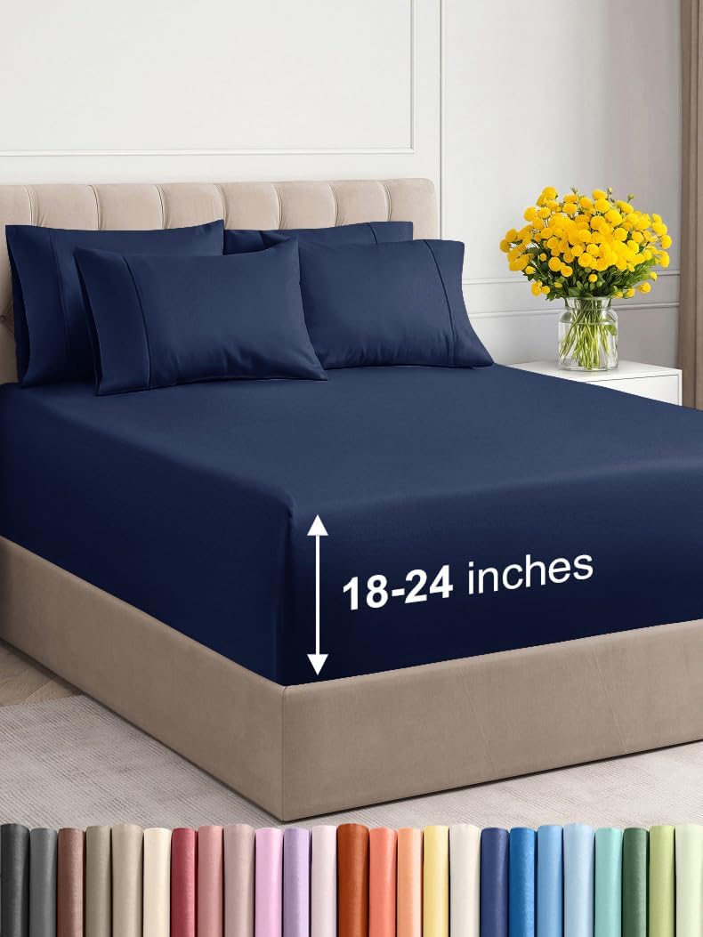 Extra Deep Queen Sheet Set - 6 Piece Breathable & Cooling Sheets