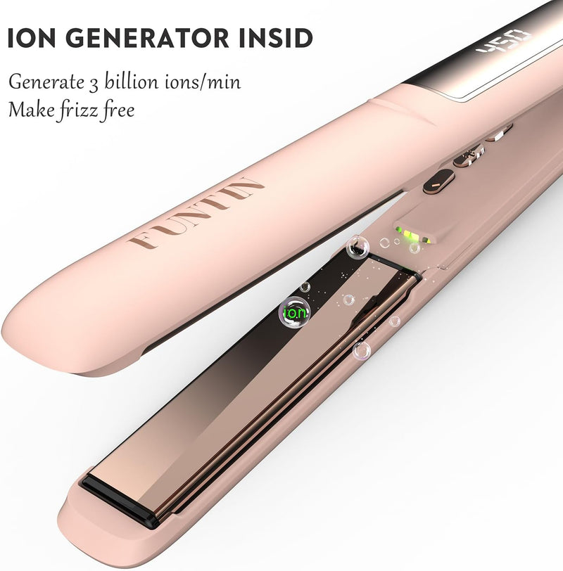 FUNTIN S10 Hair Straightener, Flat Iron - 100% Pure Titanium Flat Iron