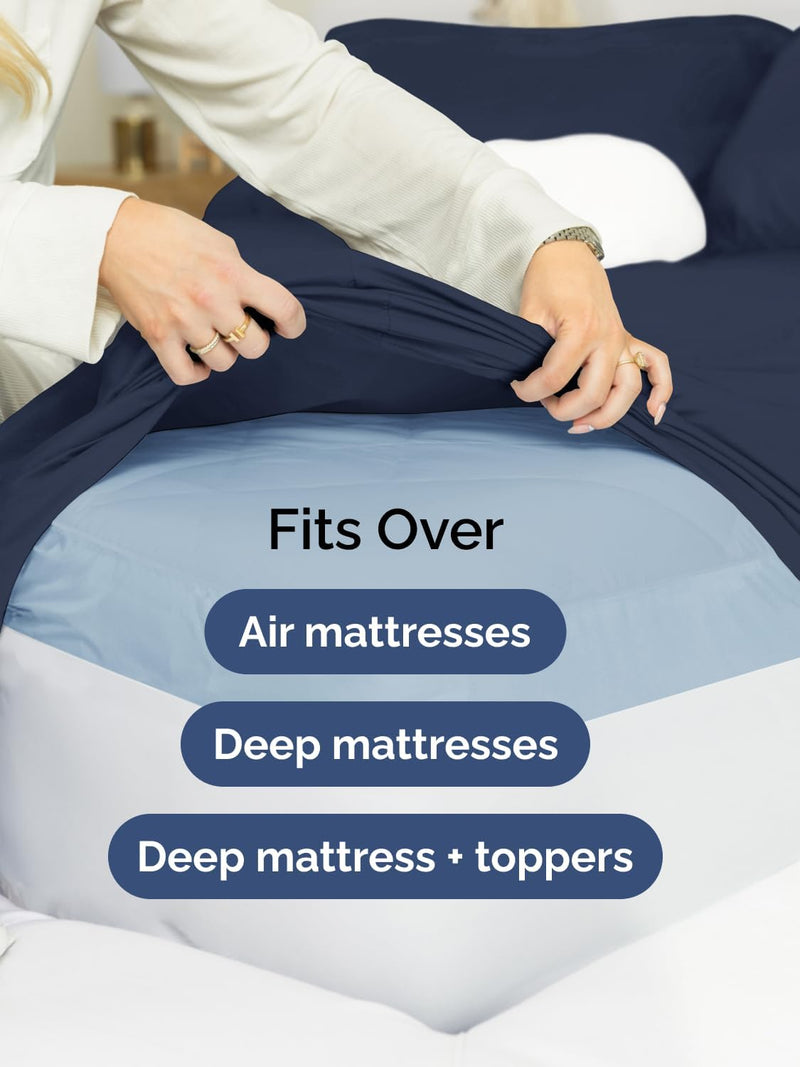 Extra Deep Queen Sheet Set - 6 Piece Breathable & Cooling Sheets