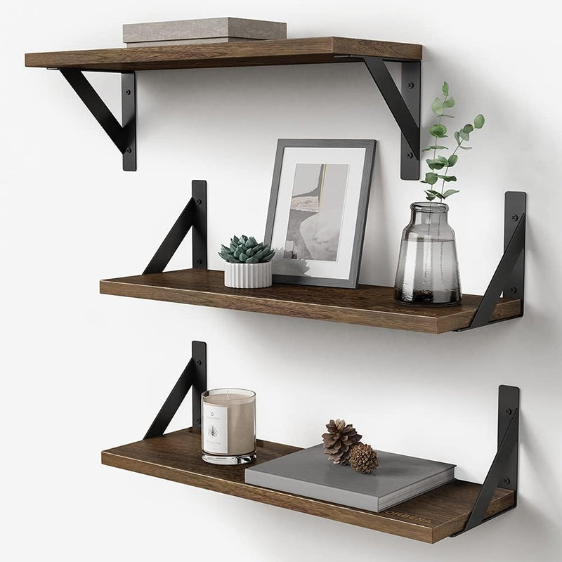 Rustic Floating Shelves Wall Mounted Set of 3