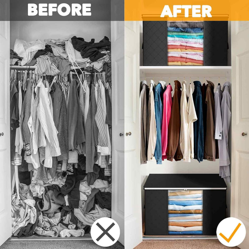 SpaceAid 6 Pack 90L Clothing Storage Bags  Heavy Duty Closet Storage Bins