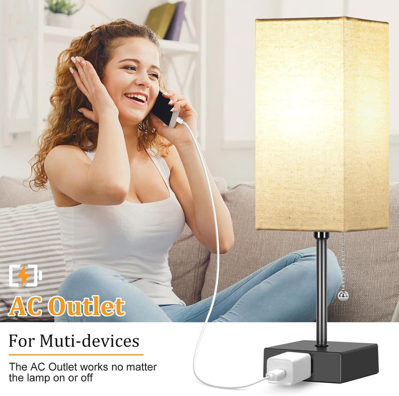 Table Lamp set of 2,3-Color Bedside Lamps with Pull Chain Table Lamps