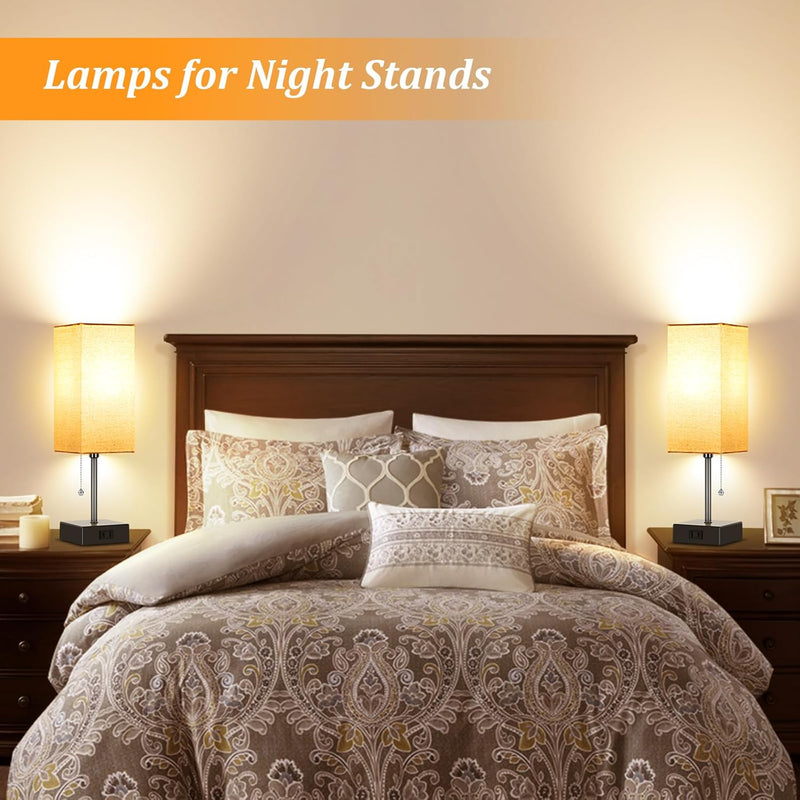 Table Lamp set of 2,3-Color Bedside Lamps with Pull Chain Table Lamps