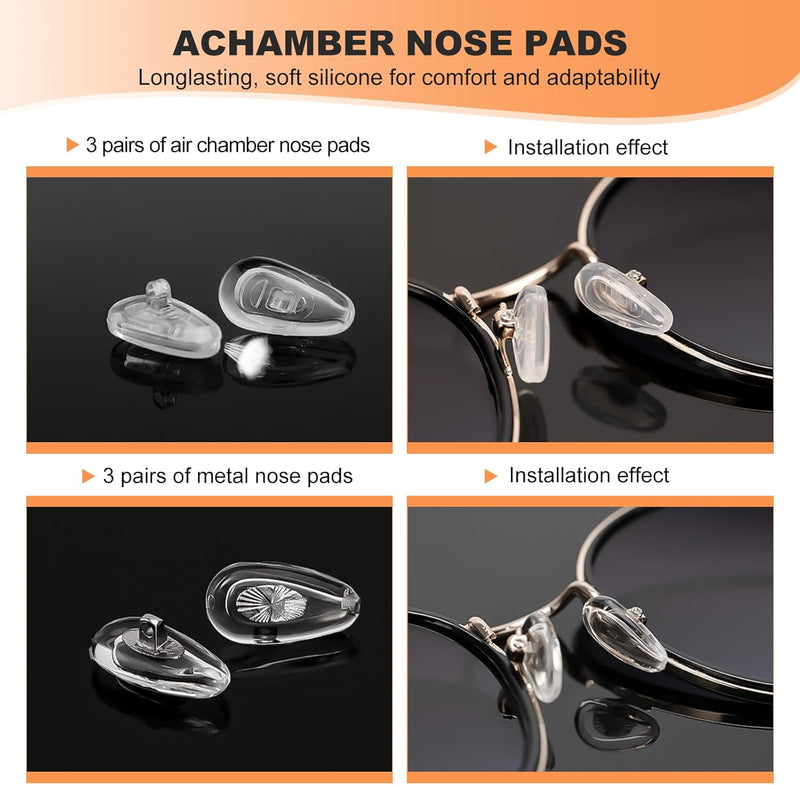 Eyeglass Nose Pads (6 Pairs), Eyeglass Repair Kit