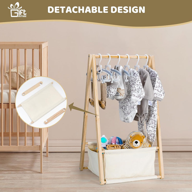 Wooden Baby Shower Crate Closet, Double-Layered Baby Basket for Nursery