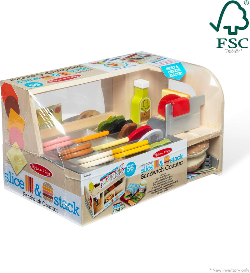 Melissa & Doug Wooden Slice & Stack Sandwich Counter with Deli Slicer