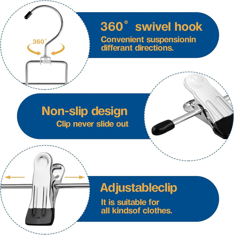 3 Piece Skirt Hanges Space Saving, Pants Hangers with Clips