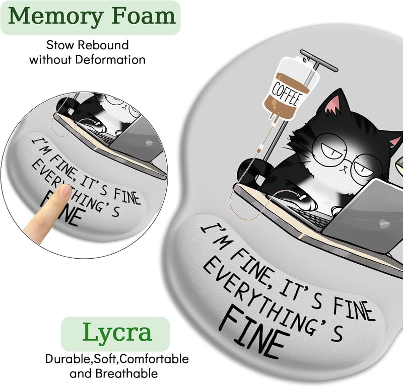 Cat Ergonomic Mouse Pad with Wrist Rest