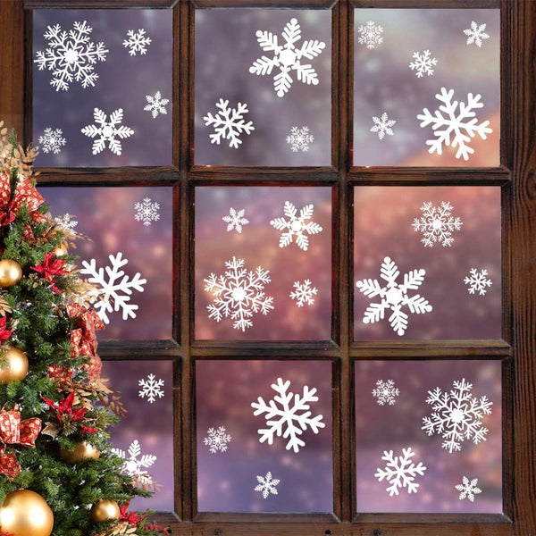 LUDILO 135Pcs Christmas Window Clings Snowflakes Window Decals Static