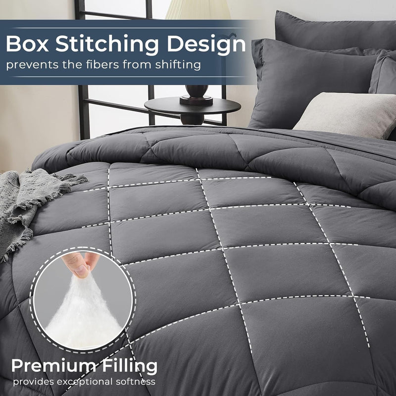 HEVUMYI California King Comforter Set - 7-Piece All Season Bed