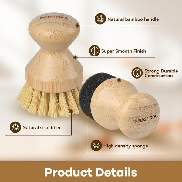 Cutting Board Oil Wax Applicator and Scrub Brush Set