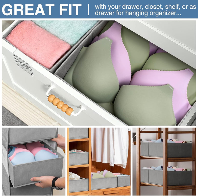 Criusia Drawer Organizer for Clothing, 12 Pack Sock Underwear Drawer