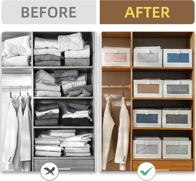 Linen Closet Organizers And Storage, 8 Pack Closet Storage Bins