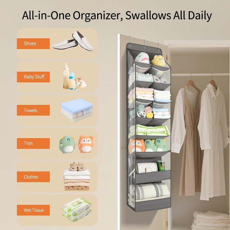 Yecaye Over the Door Shoe Organizer Hanging with Large Pockets