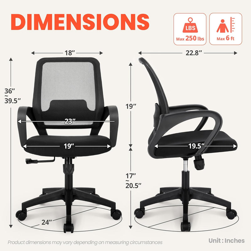 NEO Office Chair, Ergonomic Mesh Desk Chair with Lumbar Support