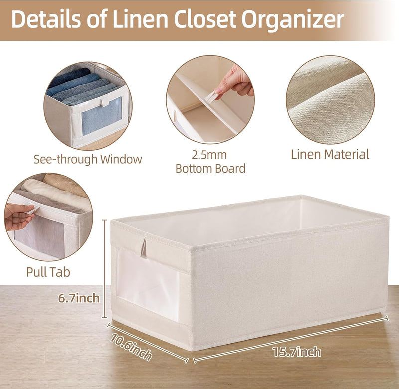 Linen Closet Organizers And Storage, 8 Pack Closet Storage Bins