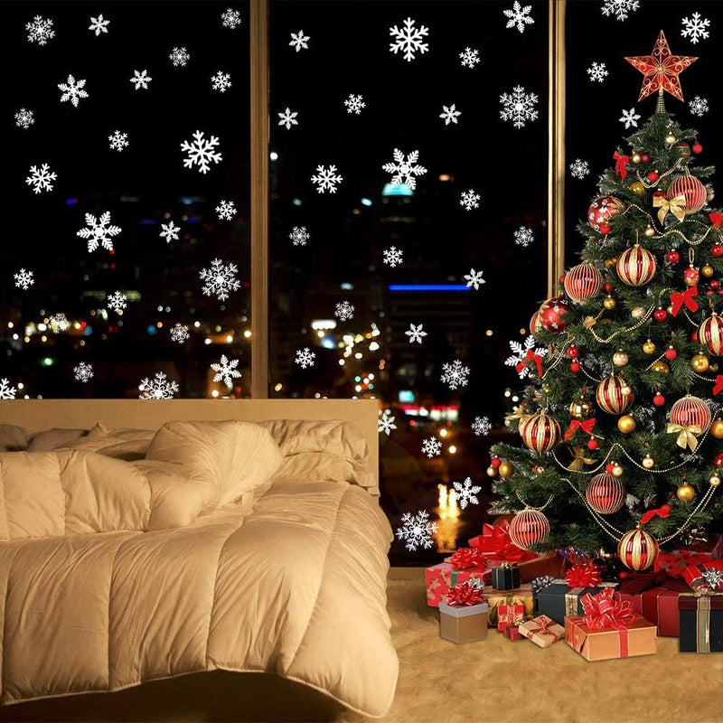 LUDILO 135Pcs Christmas Window Clings Snowflakes Window Decals Static