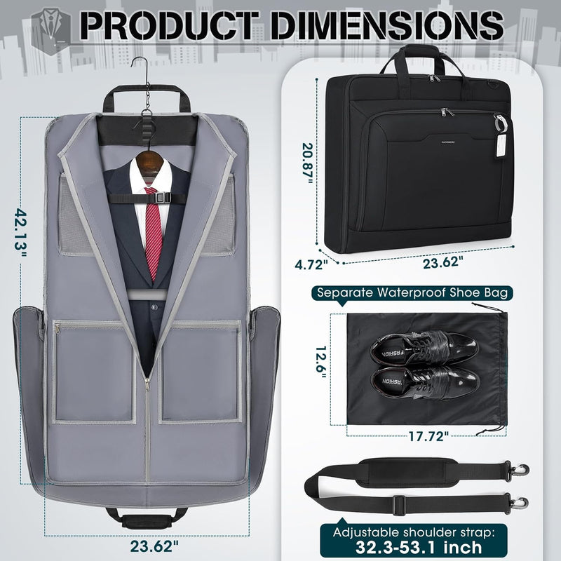 RAINSMORE Garment Bags for Travel Carry On Garment Bag for Hanging Clothes