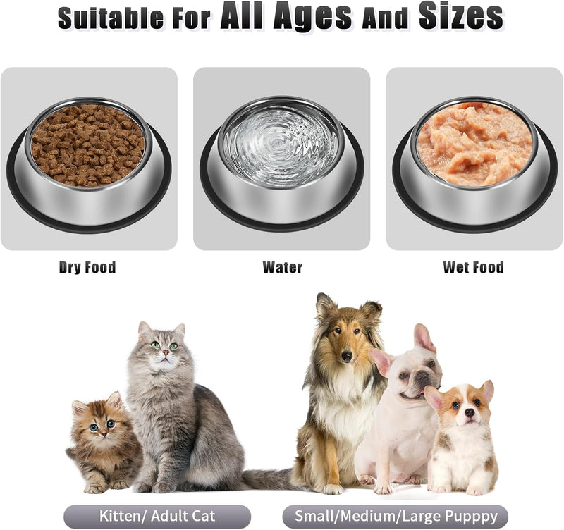 Stainless Steel Dog Bowls Set Food and Water