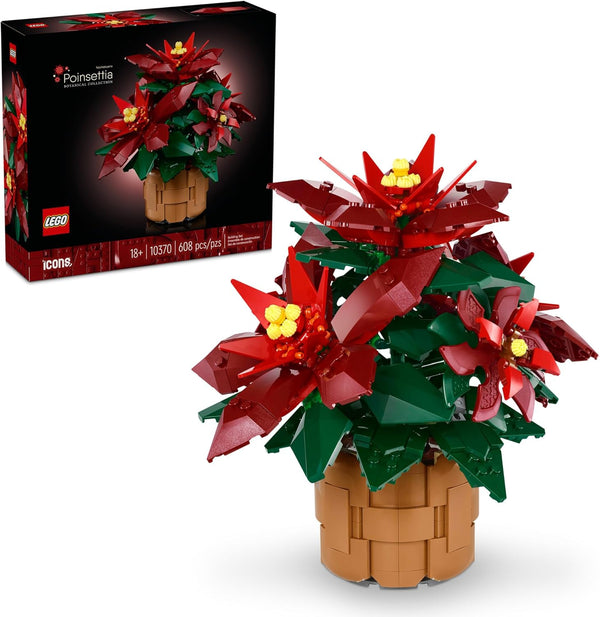 LEGO Icons Poinsettia Building Set - Artificial Flower Decorations & Centerpieces