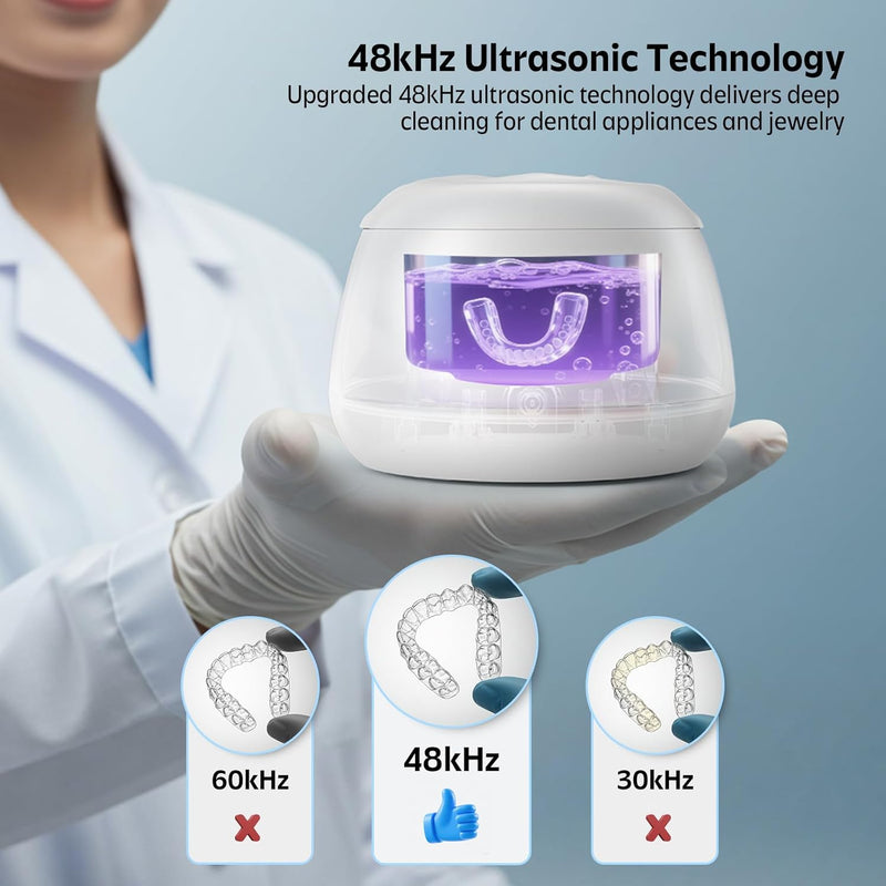 Ultrasonic Retainer Cleaner Machine 48kHz Denture and Aligner