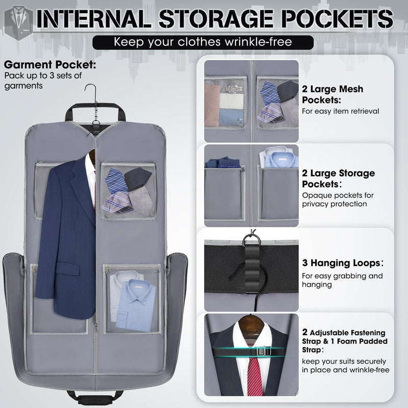 RAINSMORE Garment Bags for Travel Carry On Garment Bag for Hanging Clothes