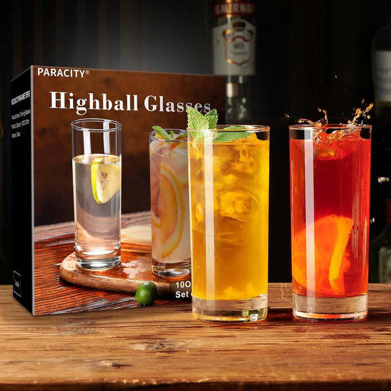 PARACITY Highball Glasses Set of 2, Drinking Glasses 10 Oz