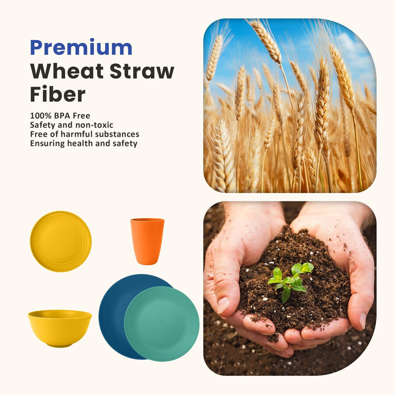 Homienly 40-Piece Premium Wheat Straw Dinnerware Sets, Service for 8