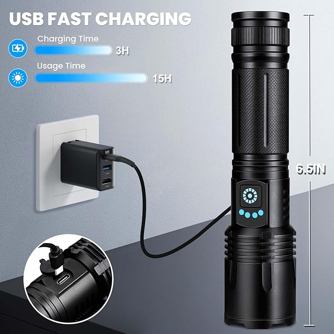 3 Pack Rechargeable Flashlights High Lumens