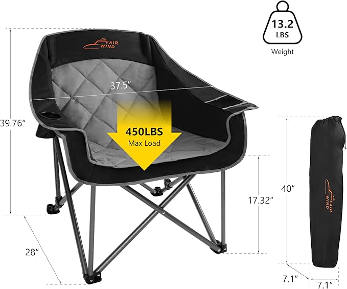 "FAIR WIND Heavy-Duty Padded Camping Chairs