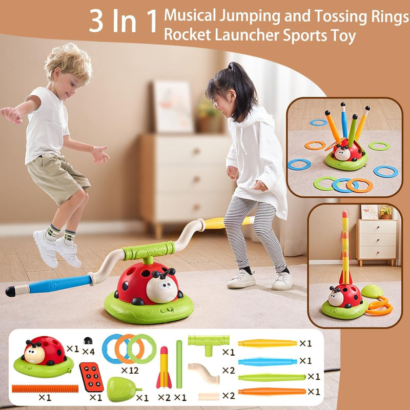 Powza Musical Jump Toss Ring Game
