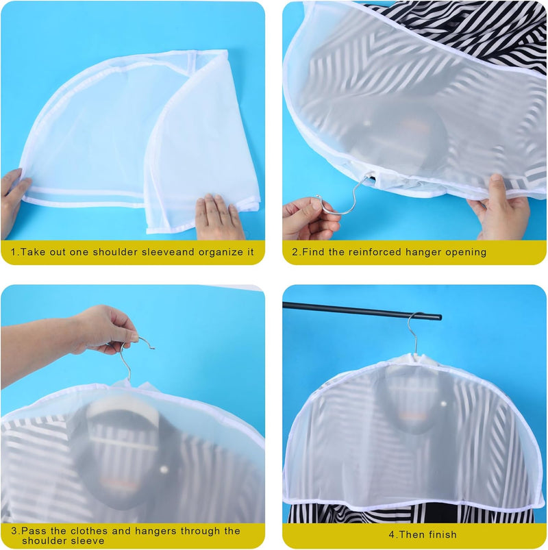24PCS Garment Covers For Hanging Clothes, Shoulder Covers