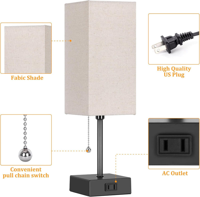 Table Lamp set of 2,3-Color Bedside Lamps with Pull Chain Table Lamps