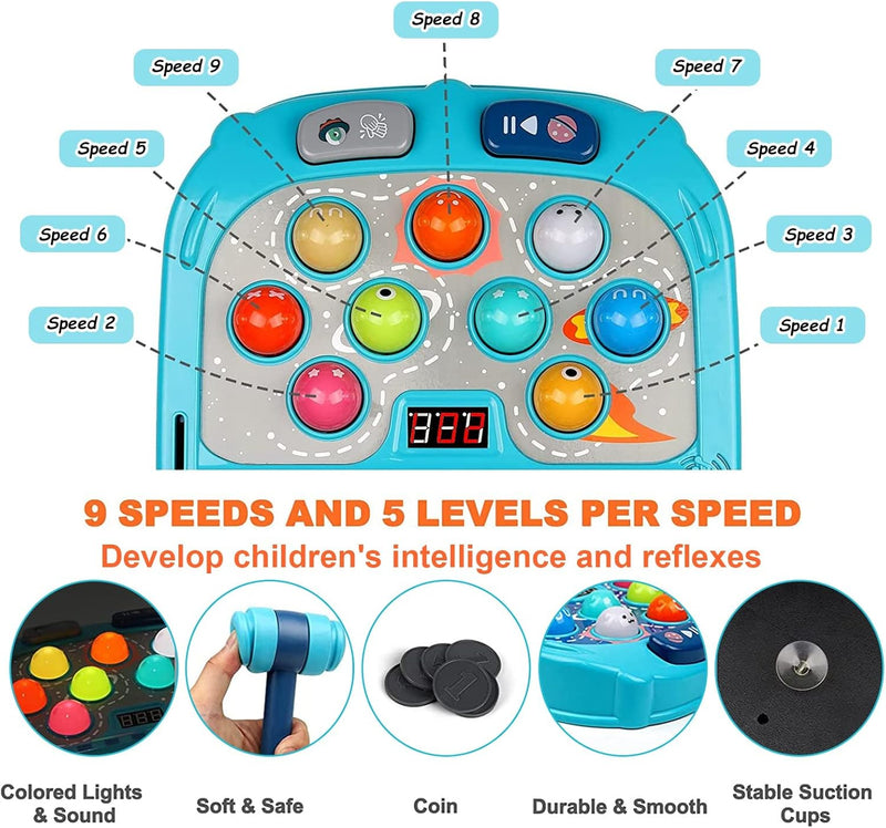 Whack-a-Mole Game for Kids, Interactive Educational Toy with Lights & Sound